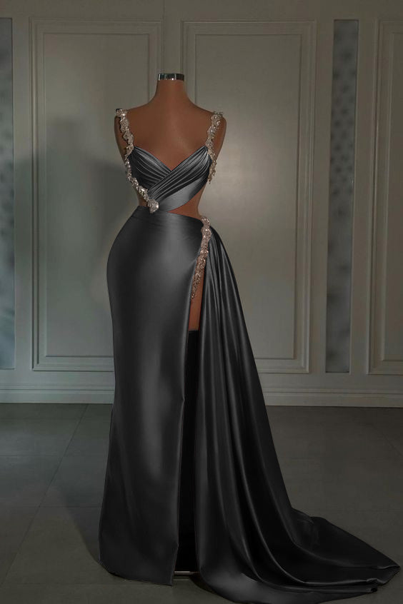 Glamouröses rosa Ballkleid mit herzförmigem Spaghettiträger und hohem Schlitz