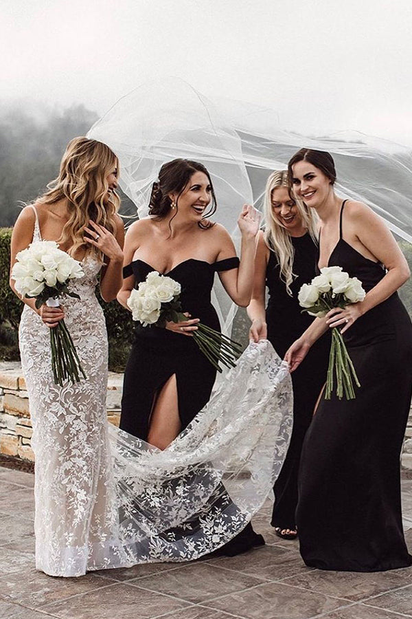 Ärmelloses Juwelen-Meerjungfrau-Brautkleid mit Spaghettiträgern und V-Ausschnitt aus Spitze