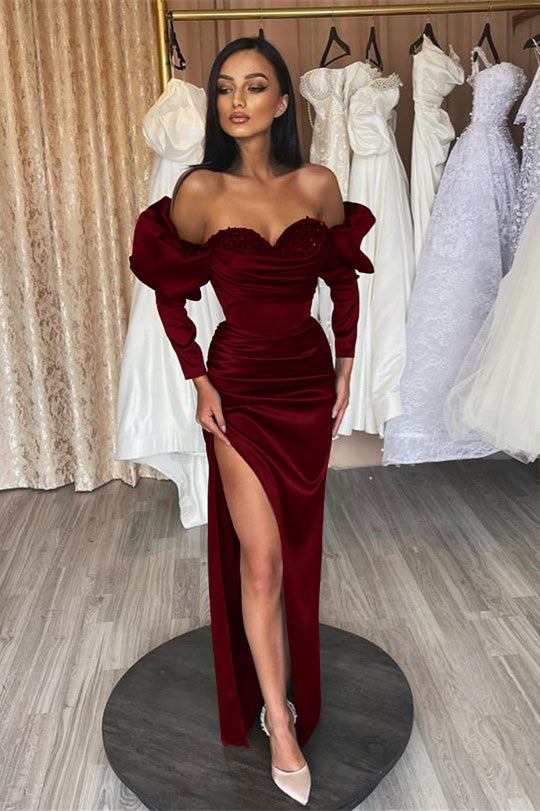 Wunderschönes smaragdgrünes Ballkleid mit langen Blasenärmeln, Herzausschnitt und Pailletten