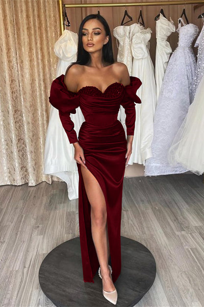 Wunderschönes smaragdgrünes Ballkleid mit langen Blasenärmeln, Herzausschnitt und Pailletten