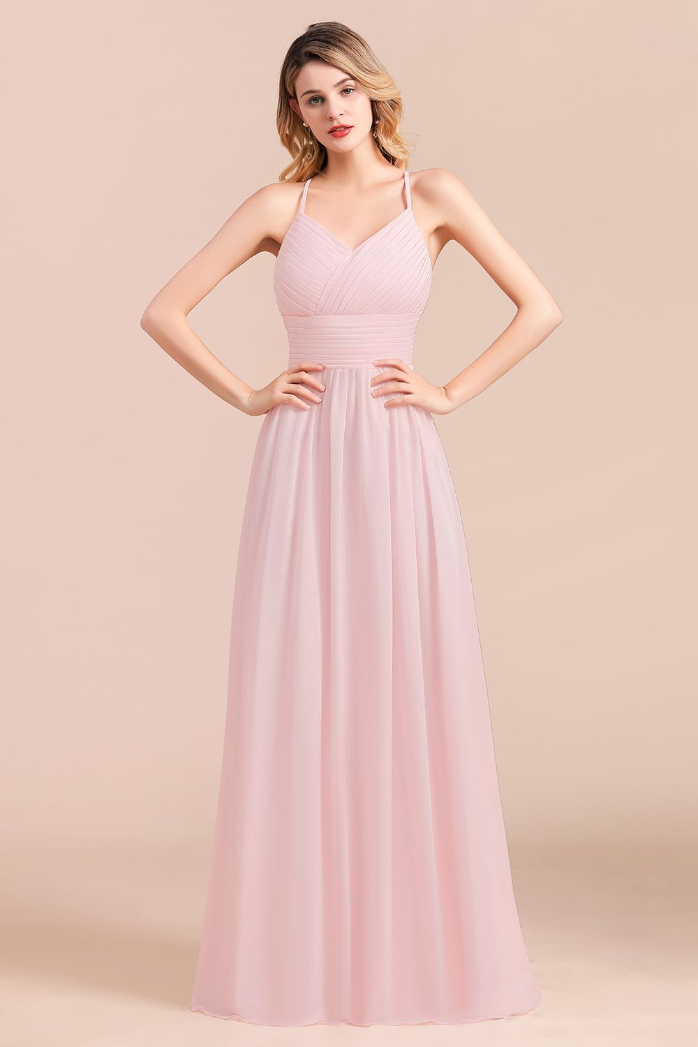 Finden Sie bei babyonlinedress.de Brautjungfernkleid Lang Rosa aus Chiffon. Günstige Brautjungfernkleider für Sie zur hochzeit gehen.