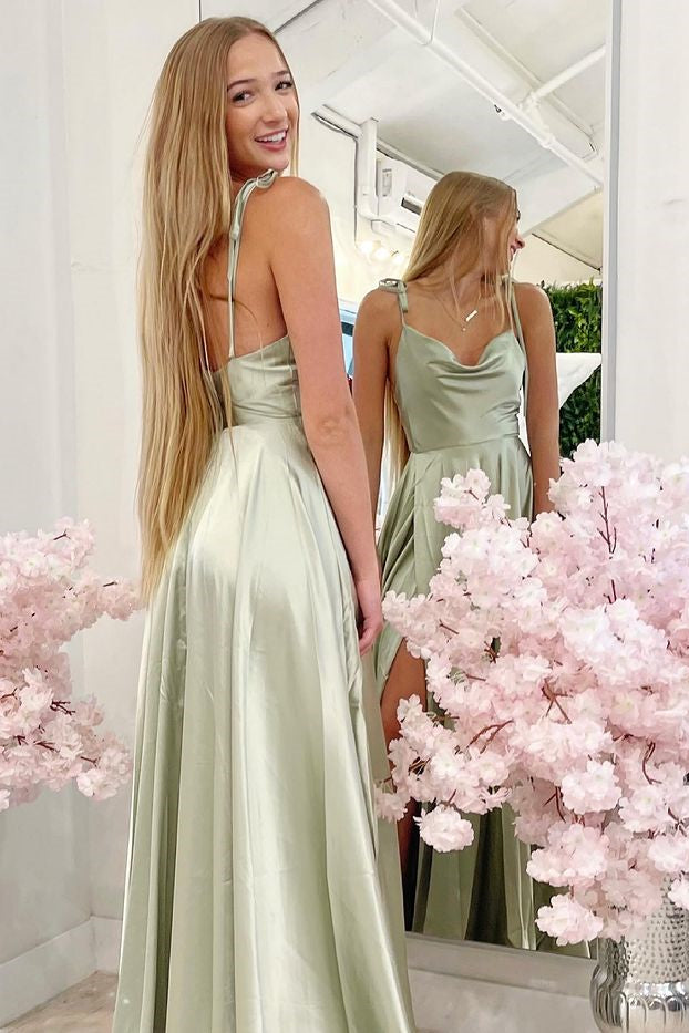 Elegantes, ärmelloses, geteiltes Meerjungfrau-Abendkleid mit Spaghettiträgern
