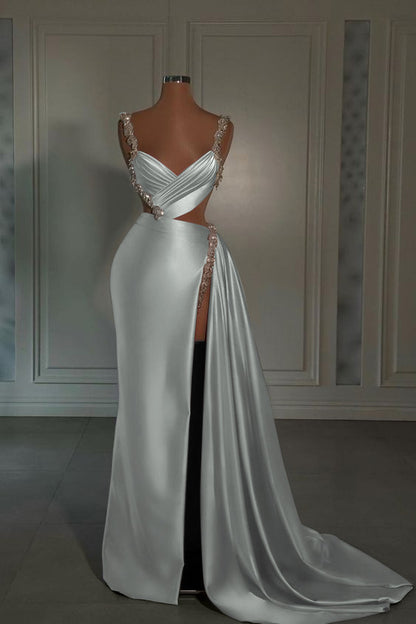 Glamouröses rosa Ballkleid mit herzförmigem Spaghettiträger und hohem Schlitz