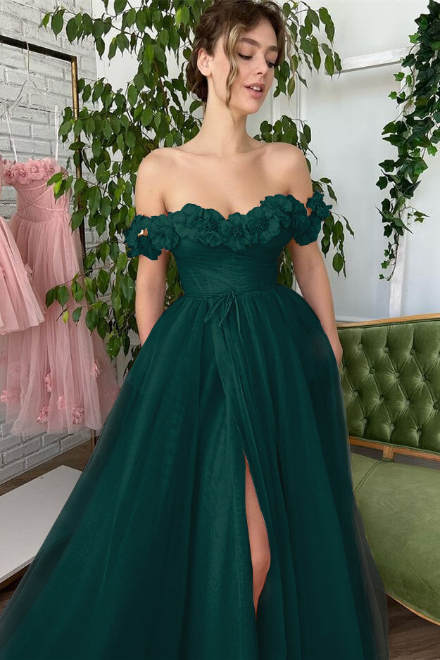 Altrosafarbenes, schulterfreies, trägerloses A-Linien-Abendkleid mit Schlitz und Tüllapplikationen